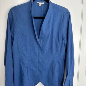 EILEEN FISHER LINEN BLEND ZIP UP OCEAN BLUE JACKET SZ L